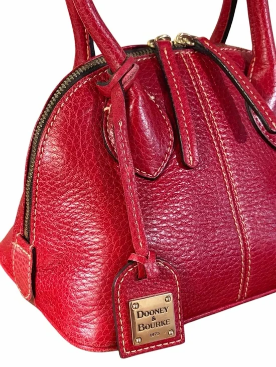 Vintage Mini Dooney & Bourke Red Leather Domed Satchel - Picture 2 of 7